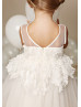 Ivory Organza Rosette Stunning Flower Girl Dress